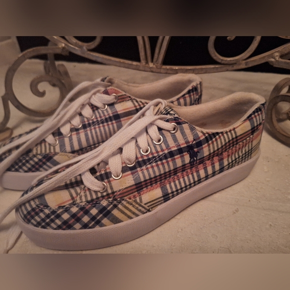 NEW, never worn! Polo‎ Ralph Lauren Plaid Women’s Sz 9B  Tennis Shoes  Lace Up - Picture 4 of 13